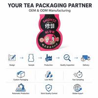 Sachet d'emballage de thé personnalisé découpé sur mesure, à trois soudures latérales, plat, avec encoche de déchirement, fabricant OEM