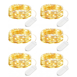 Guirlande lumineuse LED de Noël, mini-câble en cuivre, fonctionne avec piles bouton, émission rouge RGB, 1 m, décoration intérieure et extérieure - Product Image 1
