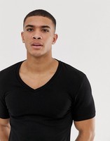 Usine de Guangzhou Vente en gros de haute qualité pas cher Slim Fit T-shirt 180 g/m² en coton noir à col V avec design personnalisé pour hommes