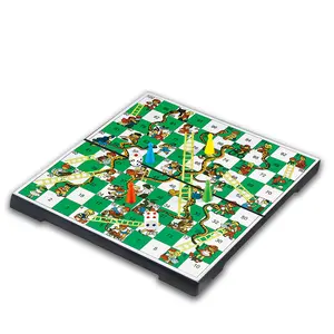 磁性蛇 & 梯子棋盘游戏套装-12英寸大型折叠蛇棋盘游戏便携式有趣家庭旅行蛇象棋游戏Gif