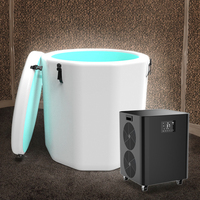 Bak mandi berdiri bebas CHILLMEND, dengan kontrol pintar Dual pendingin air dingin dan panas luar ruangan dapat dilipat Ice Bath Cold Plunge Spa