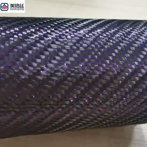 Top quality fashionable 3K 240gsm metallic carbon fiber fabric purple for Plain twill carbon fiber product decoration
