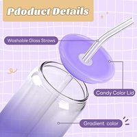 Gobelets isothermes en verre borosilicate de 16 oz pour café glacé avec couvercles en acrylique et pailles, anti-fuite et réutilisables, compatibles lave-vaisselle et micro-ondes