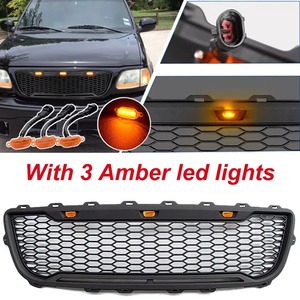 Grille de pare-chocs avant noire en ABS pour Ford F150 1995-2003, style <span class=keywords><strong>Raptor</strong></span> avec lettres et lumières LED, grille en nid d'abeille - Product Image 2