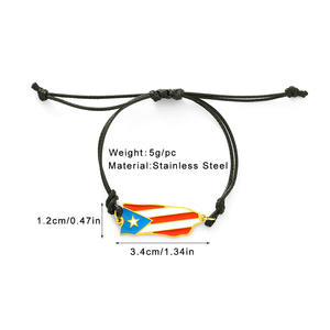 Couleur argent vente chaude goutte en acier inoxydable Puerto Rich pendentif pays drapeau Bracelet en gros à la mode drapeau Bracelet - Product Image 4