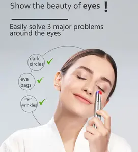 Masajeador de ojos eléctrico antiedad, masaje caliente para eliminar las ojeras, rojo y azul, antiarrugas