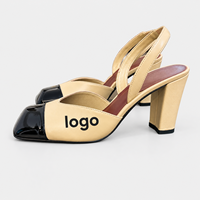 Escarpins slingback à bout carré pour femme, en cuir verni color block, à bout pointu, à talon haut, chaussures de ville élégantes pour le bureau et les soirées, vente en gros