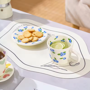 Professional Customized Cute Floral Blueberry Porcelain Tea Cups & Saucers <b>Set</b> Eco-Friendly 200ml Breakfast <b>Mugs</b> for Milk Tea - Product Image 3
