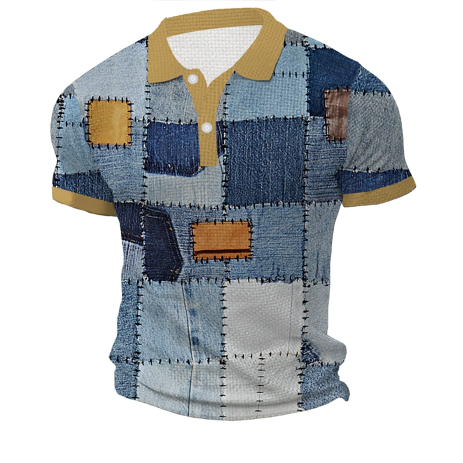पुरुषों की कस्टम फैशन जिपर पोलो टीज़ हिप हॉप स्टाइल 3डी छोटी आस्तीन बुना हुआ गोल्फ कपड़े पुरुषों के लिए अद्वितीय टी-शर्ट