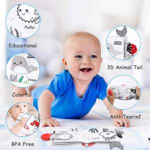 Livre en tissu froissé tactile pour bébé de 0 à 18 mois, livre sensoriel, jouets de dentition, temps sur le ventre pour bébés - Product Image 6