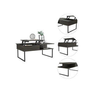 DB Juvve Table basse élévatrice convertible une étagère carbone expresso/onyx finition meubles de salon de style ferme - Product Image 4