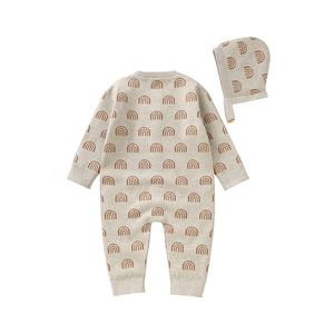 Ensemble de vêtements pour bébé Mimixiong OEKO-TEX, doux, unisexe, motif arc-en-ciel, pyjama en tricot pour bébé avec chapeau, ensemble 2 pièces pour filles et garçons - Product Image 5