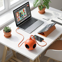 Multiprise encastrée 6 en 1 avec station de charge 25W USB C, prise PD à charge rapide, protection contre les surtensions, rallonge de prise cachée