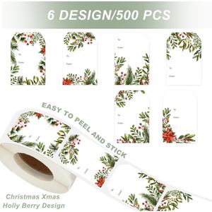 Etiquetas adhesivas con nombre de Navidad personalizadas, calcomanías de etiquetas autoadhesivas en blanco para tarjeta de cumpleaños de vacaciones de invierno - Product Image 3