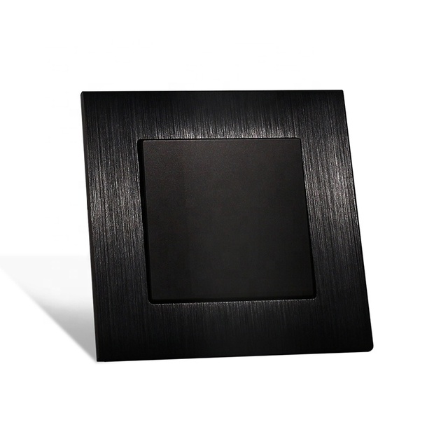 EU Standard Brushed Aluminum Light Switch Cover Black Gold Grey 86 Type Electric 1 Gang 1 Way 2 Way 3 Way Wall Switch