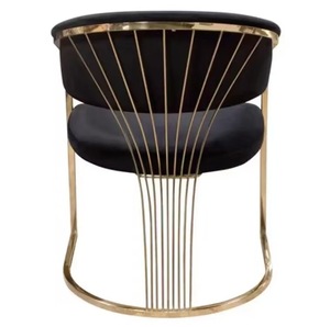 Chaise de salle à manger moderne en acier inoxydable, dossier rembourré en velours, design ergonomique, écologique, pour la maison, le bureau, l'école, l'hôtel - Product Image 5