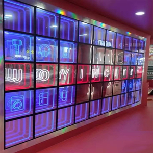Custom 3D Logo Infinity <b>Mirror</b> Sign 50*50 Square RGB <b>Wall</b> Mount Multi Colors Neon Lighting Hotels Offices Decoration - Product Image 2