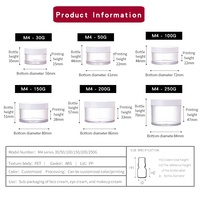 Pot à crème transparente de forme ronde avec couvercle blanc, cosmétique, 10g, 30g, 50g, 100g, 150g, 200g, 250g