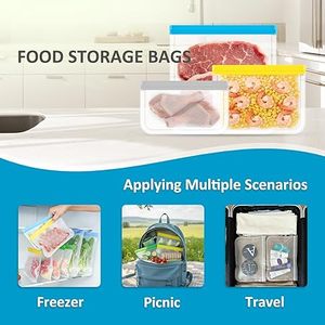 Huamaohengchun24 Pack Reusable Gallon Freezer Bags, PEVA Food <b>Storage</b> Bags 6 Gallon 6 Large 6 Quart 3 Sandwich 3 Snack Bags - Product Image 6