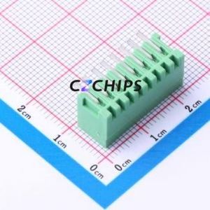 JL15EDGRC-25008G02 Plug-in Terminal Block Bent Lead Through Hole,P=2.5mm Board-to-Board / Socket - Closed 1x8P 2.5mm Green - Product Image 2