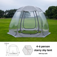 Tente Dôme Transparente Pop-up en PVC pour Camping Extérieur, Une Chambre, Ciel Étoilé, 1500-2000mm, Imperméable, 2 Personnes, Quatre Saisons, Vente en Gros