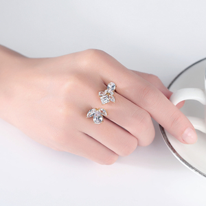 LUOTEEMI Mädchen Koreanische geometrische vergoldete neue Schmuck Frau Trendy Finger Zirkonia 5A niedlichen verstellbaren Cz Ring - Product Image 3
