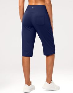 Shorts Bermuda Longs Dégradés pour <span class=keywords><strong>Femme</strong></span> G Gradual, Longueur Genou 14 pouces, Capri avec Poches, Taille Haute, Athlétique Décontracté, 87% Polyester 13% Élasthanne - Product Image 2