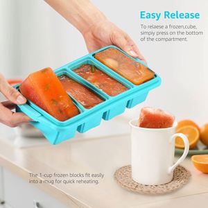 Moules de congélation en silicone Maxfree pour cubes de soupe, grands bacs de congélation écologiques en PP avec couvercles, forme boule, emballage en boîte, logo imprimé - Product Image 2