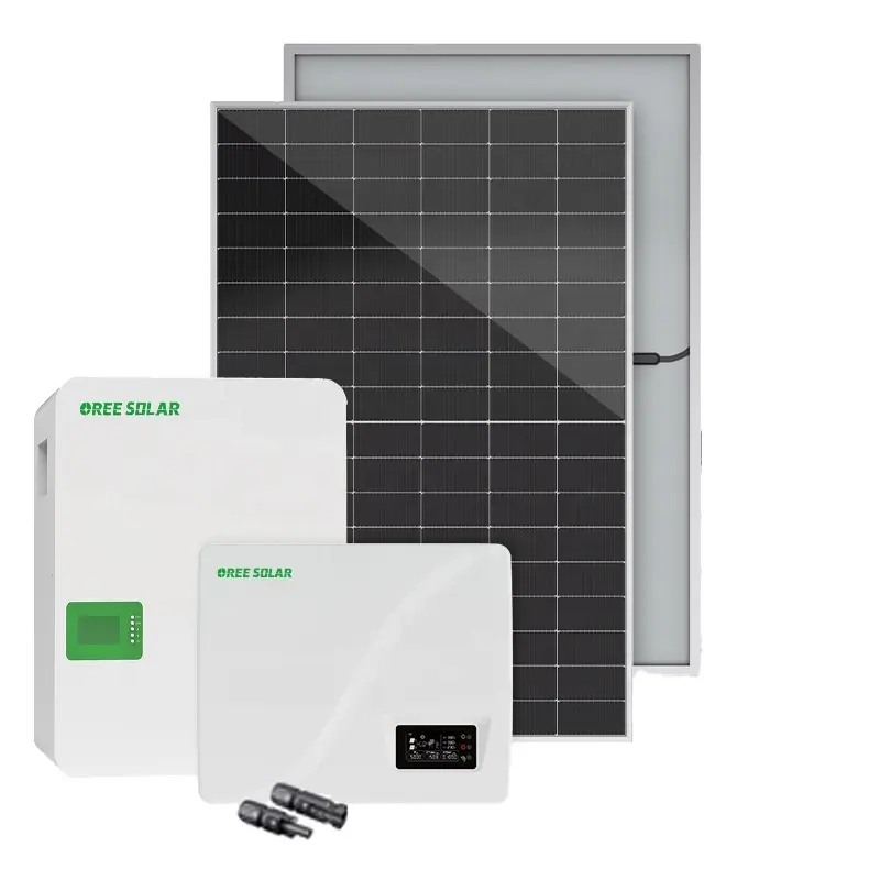 Oree Solar System Hybrid Solar Storage Solution Single phase 10KW Solar system 550w solar panel inverter battery cable connector