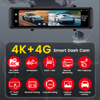 Caméra embarquée 4G 4K à double objectif 2 canaux avec écran IPS, WiFi, GPS, ADAS+BSD, streaming en direct FHD, rétroviseur et enregistreur vidéo