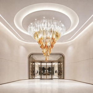 Lampadario in Cristallo Rotondo Personalizzato, Luce a Soffitto <span class=keywords><strong>LED</strong></span>, Illuminazione a Sospensione per Hotel, Hall, Progetti di Ospitalità - Product Image 1