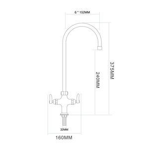 Grifo de Cocina de Diseño Moderno, de Latón Sólido Cromado, con Doble Manija, Mezclador de Agua Fría y Caliente, Caño Largo para Fregadero Amplio, Válvula de Cerámica - Product Image 2