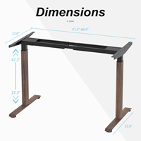 Cadre de bureau électrique à double moteur réglable en hauteur avec pieds ovales, base pour dessus de table jusqu'à 70.8 "x 31.5", pour poste de travail de bureau