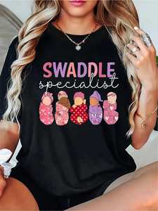 Camiseta Swaddle Specialist Baby Care para hombre, informal, con estampado gráfico, transpirable, 100% algodón, cuello redondo, manga corta - Product Image 3