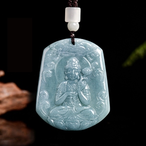 Colgante <span class=keywords><strong>de</strong></span> Jade Virgen María <span class=keywords><strong>de</strong></span> Agua Azul, Jadeíta Natural, Regalo Religioso Cristiano Unisex con Certificado - Product Image 4