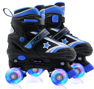 Patines de <span class=keywords><strong>Ruedas</strong></span> Ajustables al por Mayor con Luces, Patines de PU de 4 <span class=keywords><strong>Ruedas</strong></span> Duraderos, Zapatos de <span class=keywords><strong>Patinaje</strong></span> para Niños y Niñas - Product Image 6