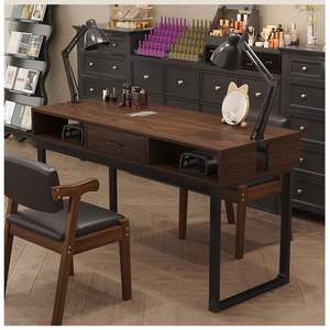 Mesa de Manicura de Madera Contrachapada Estilo Retro Americano con Cajón para Salón de Uñas - Product Image 2