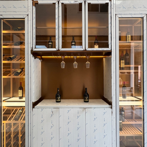 Tùy Chỉnh Hiện Đại Mỹ Thép Không Gỉ Giá Rượu Mát Cho Rượu Vang Đỏ & Whiskey Gỗ Rắn Phòng Khách Lưu Trữ Rượu Vang - Product Image 2