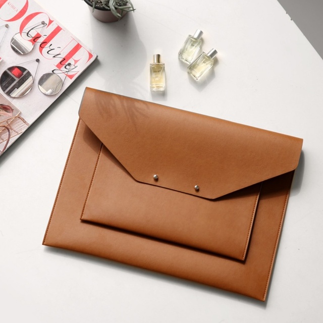 Lightweight Leather Laptop Case Tablet Office Document Storage Sleeve Bag File Organizer for Business