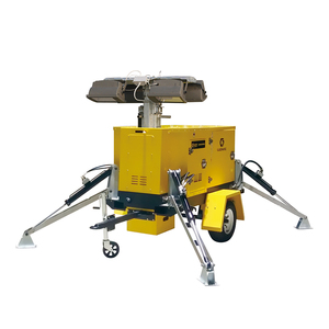 Tour d'éclairage mobile hydraulique diesel LED IP65 de 9 m avec générateur diesel portable sur remorque pour chantier routier extérieur - Product Image 3