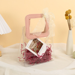 Sac de plage fourre-tout cosmétique en PVC transparent en plastique transparent personnalisé sac à provisions transparent porte-vêtement cadeau - Product Image 3