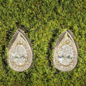 Pendientes de Diamantes Cultivados en Laboratorio con Corte Brillante en Forma de Pera E VS, Oro Amarillo de 18K de 2.4g, Modernos para Mujer - Product Image 3