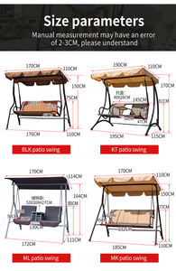 鉄製フレーム<span class=keywords><strong>3</strong></span>人用屋外スイングガーデンメタルスタンドパティオスイングチェアキャノピーパティオスイング吊り椅子付き - Product Image 6