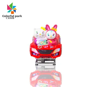 Máquina Eléctrica de columpio musical para niños, juguete comercial que funciona con monedas, coche con conejo rojo, máquina de columpio con Triple tesoro