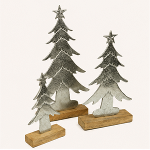 Antique Nickel Reindeer Figurine & Metal <b>Tree</b> Scene High-Quality Aluminum Nordic Style <b>Christmas</b> Sculpture With Wooden <b>Base</b> - Product Image 6