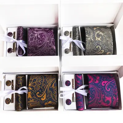 High quality gift set 6 pieces of paisley necktie wedding business fashion tie set customization