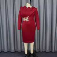 Robes de soirée à volants pour femmes à manches longues OuYaan brodées