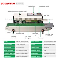 Machine de scellage continu à bande YOUNGSUN FR900 avec bloc chauffant en aluminium pour sachets alimentaires, type au sol