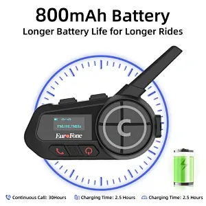 Nouvel interphone de groupe pour moto <span class=keywords><strong>Europhone</strong></span> IP67 étanche en ABS pour 6 motards, casque avec écran LCD, talkie-walkie longue portée - Product Image 2