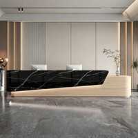 Comptoir de réception de bureau personnalisé, long et moderne, avec éclairage LED pour entreprise, hôtel, salon